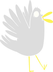 flat color style cartoon bird squawking