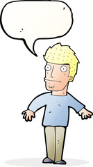 cartoon worried man with speech bubble