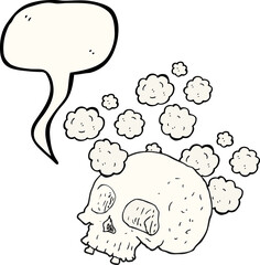 freehand drawn speech bubble cartoon old skull