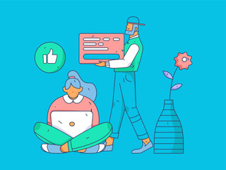 Business People Flat Vector Concept Operation Hand Drawn Illustration
