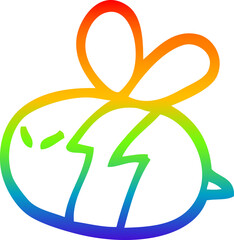 rainbow gradient line drawing of a cartoon bee
