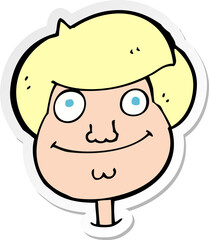 sticker of a cartoon happy boys face