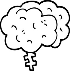 line drawing cartoon brain