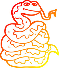 warm gradient line drawing of a cartoon snake