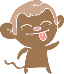 funny flat color style cartoon monkey