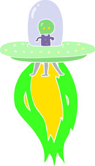 flat color illustration of flying saucer