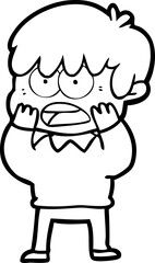 worried cartoon boy