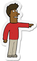 sticker of a cartoon man pointing