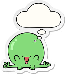 cartoon frog with thought bubble as a printed sticker