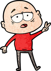 cartoon tired bald man