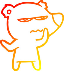 warm gradient line drawing of a angry bear cartoon