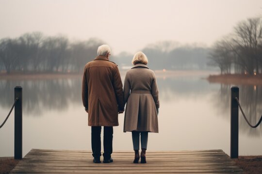  old couple walking on the beach