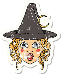 grunge sticker of a human mage character