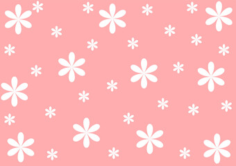 Vector pattern illusration white daisy flowers background. Pretty floral pattern for print. Flat design vector.