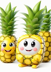 Happy Pineapple Character Isolated On A White Background