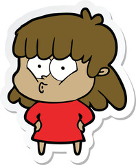 sticker of a cartoon whistling girl