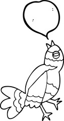 freehand drawn speech bubble cartoon bird singing