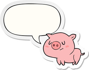 cute cartoon pig with speech bubble sticker