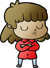 cartoon indifferent woman folding arms