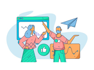 Business People Flat Vector Concept Operation Hand Drawn Illustration
