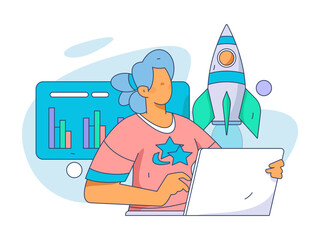 Business People Flat Vector Concept Operation Hand Drawn Illustration
