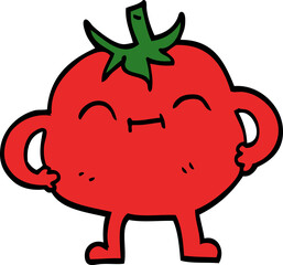 cartoon doodle happy tomato