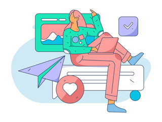 Business People Flat Vector Concept Operation Hand Drawn Illustration
