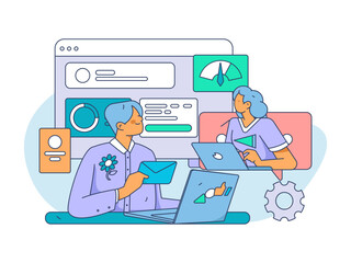 Business People Flat Vector Concept Operation Hand Drawn Illustration
