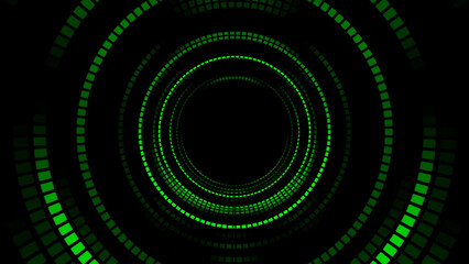 Abstract technology background. Green neon circles.