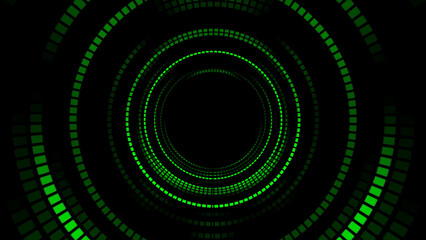 Abstract technology background. Green neon circles.