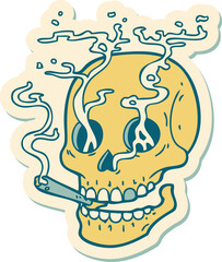 sticker of tattoo in traditional style of a skull