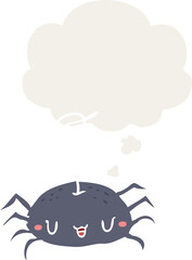 cartoon spider with thought bubble in retro style