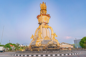The splendor of the 24 meter high Mandara Giri Rotating Statue which is the icon of the Bali Maritime Tourism Hub at Benoa Harbor, Bali