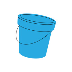Water bucket, plastic basin, cleaning bowl. Cleaning service tool. Housekeeping service equipment. Vector illustration.