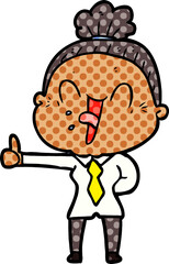 cartoon happy old woman