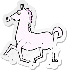 retro distressed sticker of a cartoon horse