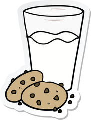 sticker of a cartoon cookies and milk