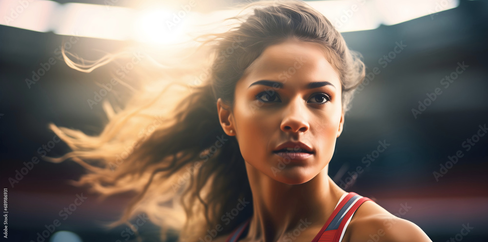 Canvas Prints close up photography of a beautiful young and fit female athletics competition runner. pretty sprint