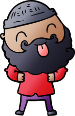 man with beard sticking out tongue