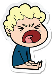 sticker of a cartoon furious man