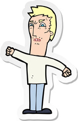sticker of a cartoon annoyed man