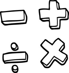 Fototapeta premium black and white cartoon math symbols