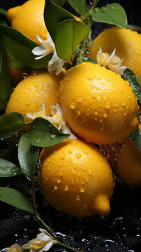 by godly realistic close up, photo realism, delicious, lemon and water created with Generative Ai