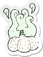 retro distressed sticker of a cartoon garlic