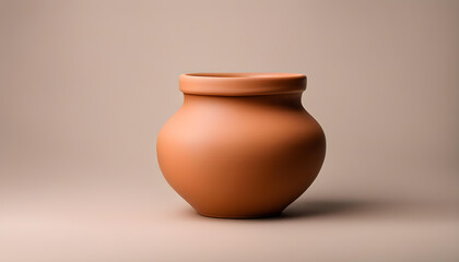empty clay color pot isolated with soft background