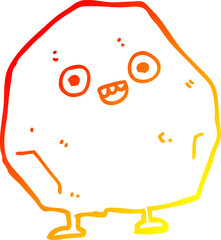 warm gradient line drawing of a cartoon rock