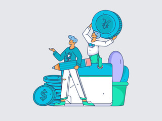 Business People Flat Vector Concept Operation Hand Drawn Illustration
