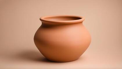 clay color pot isolated with soft background