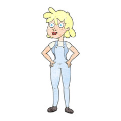 freehand textured cartoon farmer girl