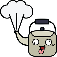 cute cartoon of a steaming kettle